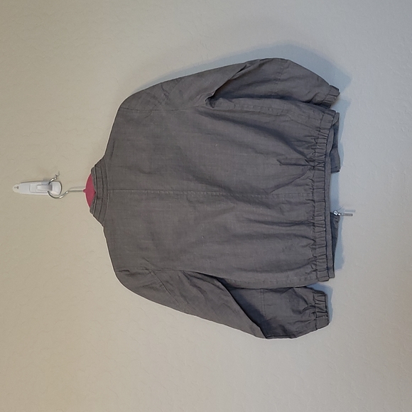 Adolfo Dominguez Gray Zipper Cropped Linen Jacket Size 10 - Picture 6 of 12